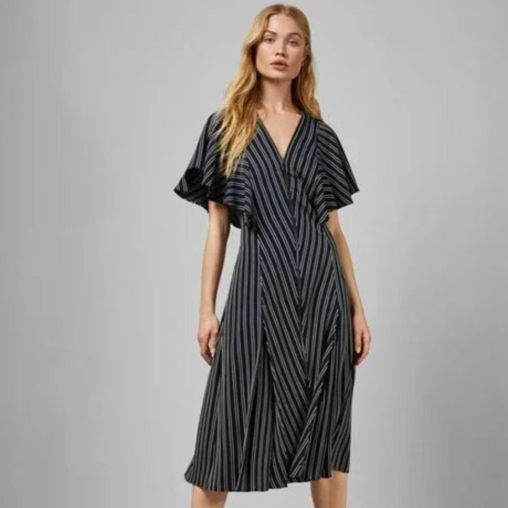 Ted Baker Flissie Size 3 (Size 8) Midi Dress with Zippered Front